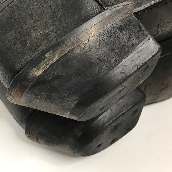 OLD WEST Leather Cowboy Boots Western Ranch Size 8 Two Tone Tan Black Ranch - Picture 7 of 14